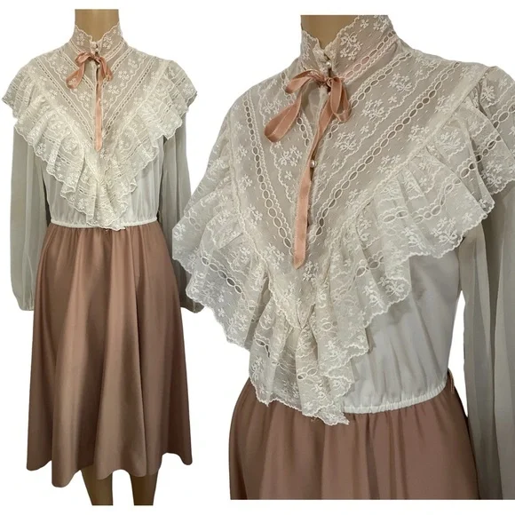 VINTAGE | CottageCore Union Made Ruffle Dress 7/8 - Picture 1 of 10